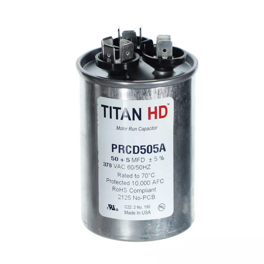Packard PRCD505A Titan HD 50+5 MFD, 370V, Round Dual Run Capacitor