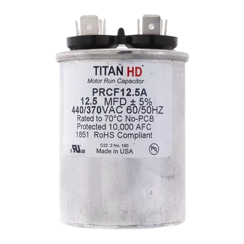 Packard PRCF12.5A Titan HD 12.5 MFD, 440/370V, Round Run Capacitor