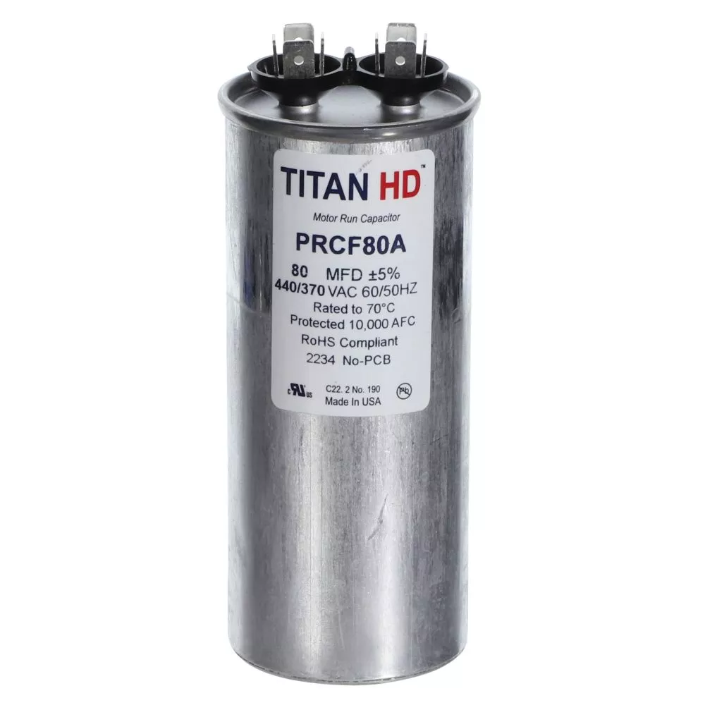 Packard PRCF80A Titan HD 80 MFD, 440/370V, Round Run Capacitor