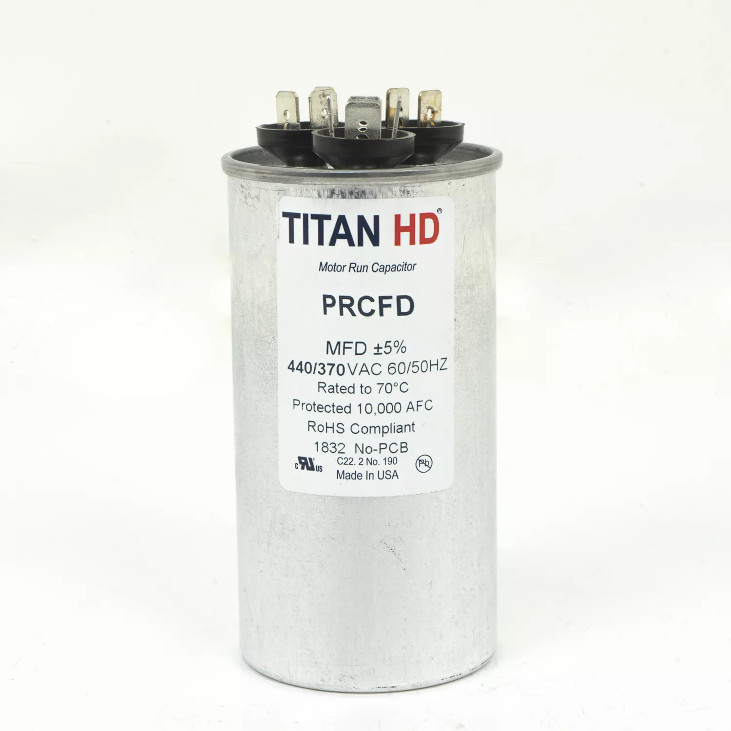 Packard PRCFD403A Titan HD 40+3 MFD, 440/370V, Round Dual Run Capacitor