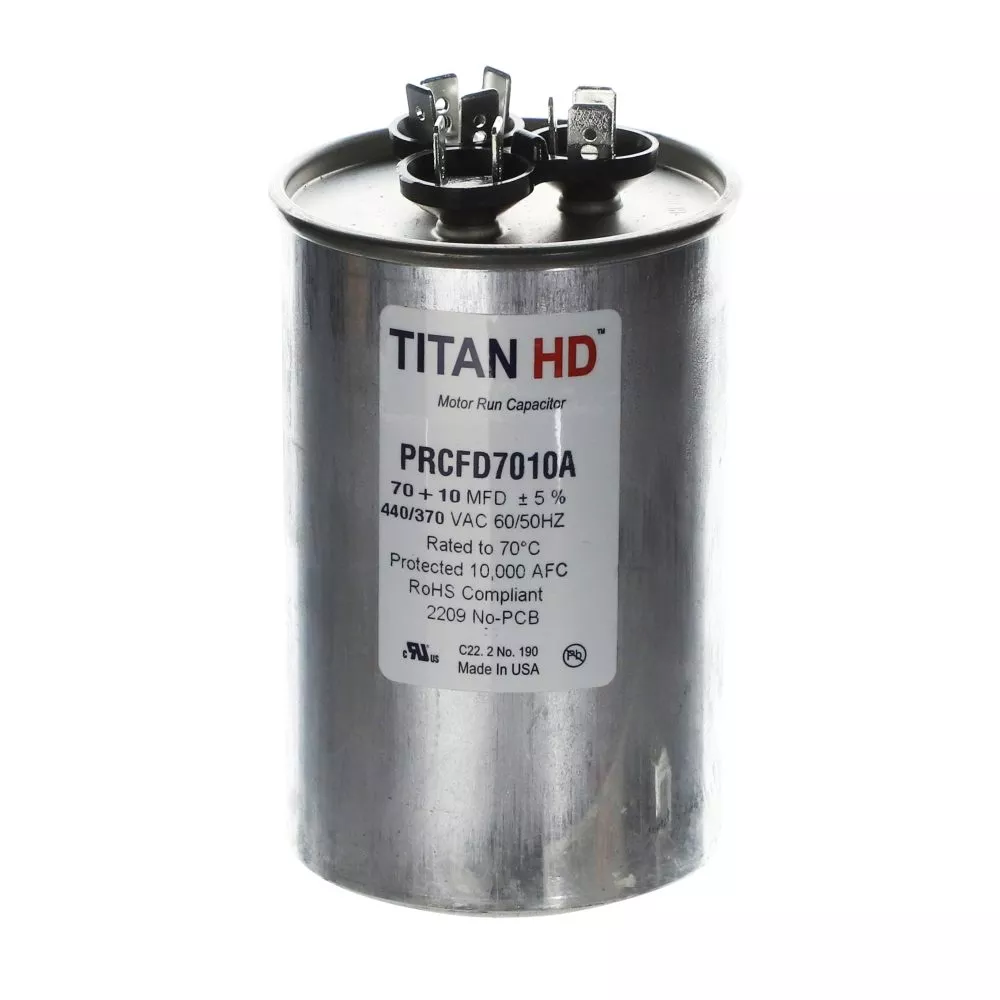 Packard PRCFD7010A Titan HD 70+10 MFD, 440/370V, Round Dual Run Capacitor