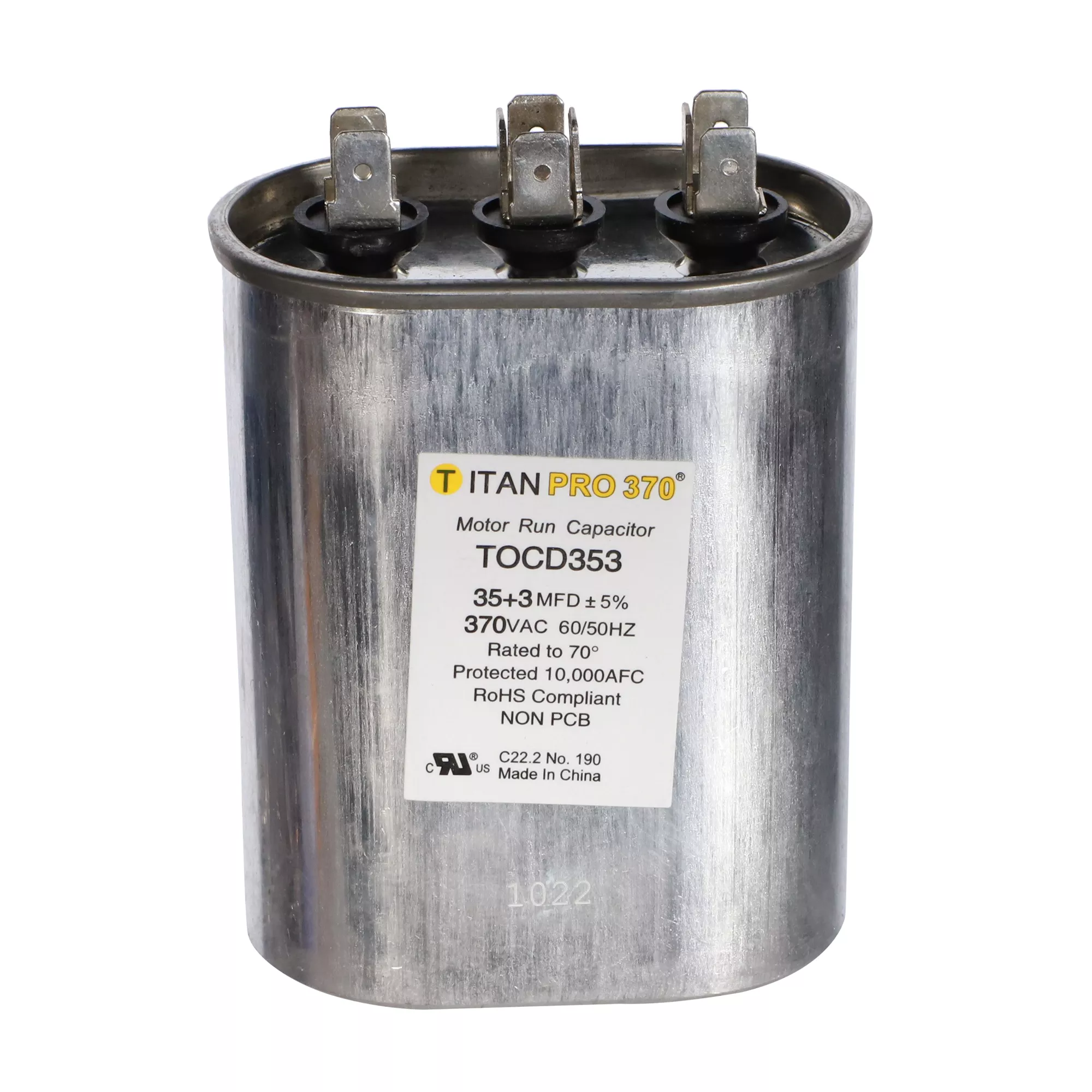 Packard TOCD353 Titan ProCap 35+3 MFD, 370V, Oval Dual Run Capacitor