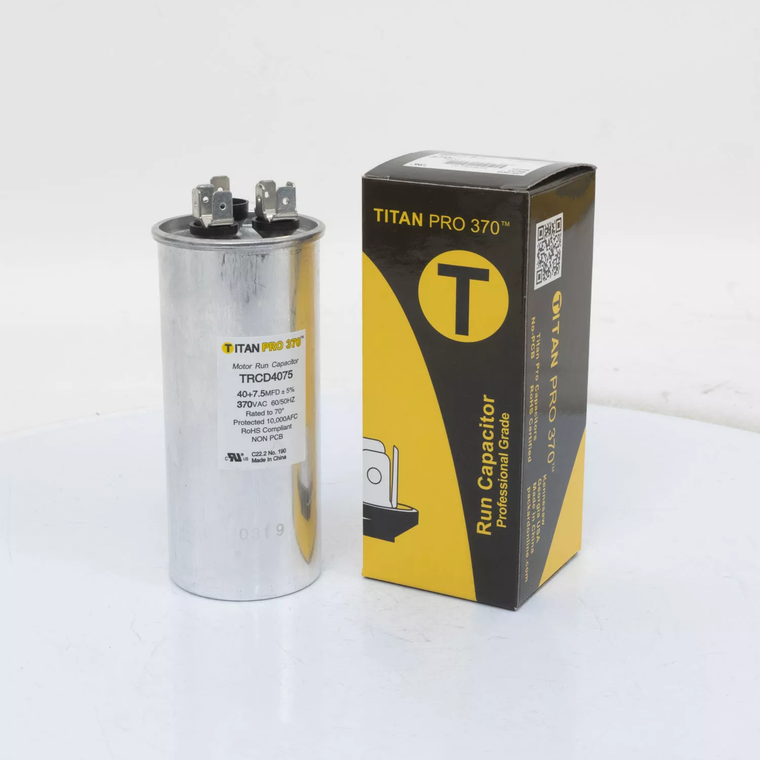 Packard TRCD4075 Titan ProCap 40+7.5 MFD, 370V, Round Dual Run Capacitor