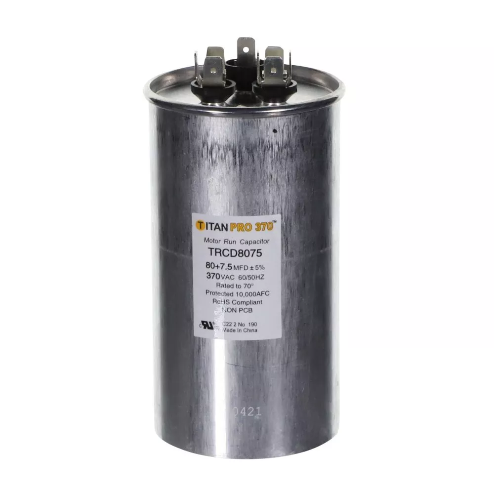 Packard TRCD8075 Titan ProCap 80+7.5 MFD, 370V, Round Dual Run Capacitor