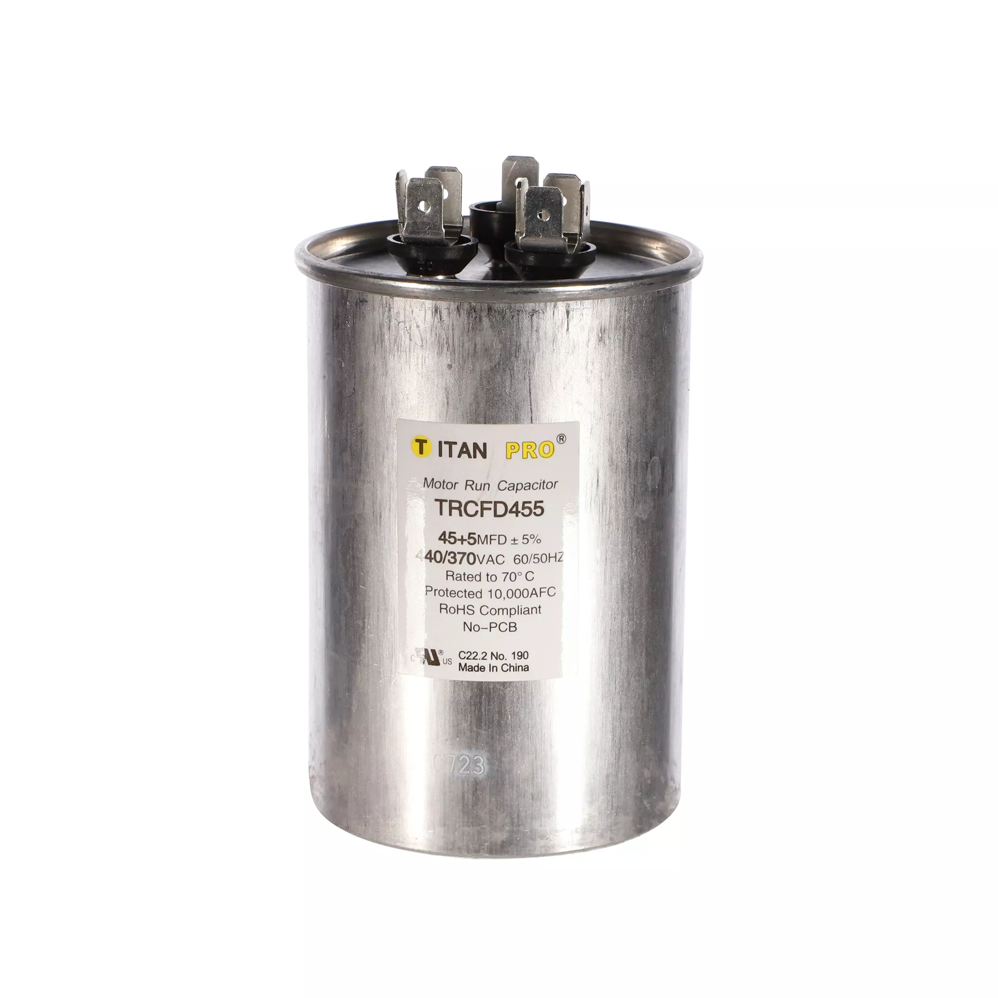 Packard TRCFD455 Titan ProCap 45+5 MFD, 440/370V, Round Dual Run Capacitor