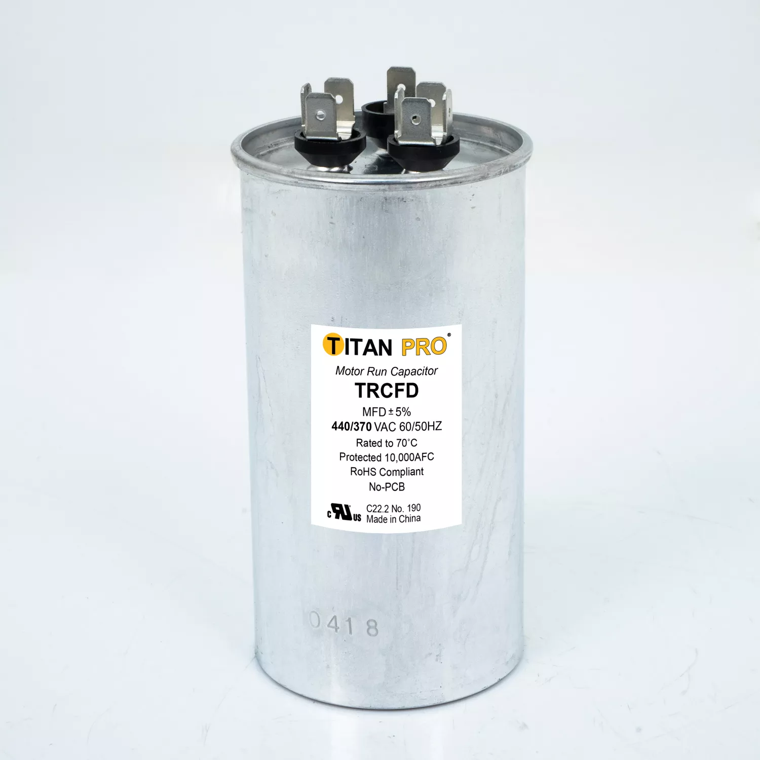 Packard TRCFD6010 Titan ProCap 60+10 MFD, 440/370V, Round Dual Run Capacitor