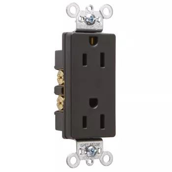 Pass & Seymour 26252-BK Heavy-Duty Decorator Spec Grade Duplex Receptacle, Back & Side Wire, 15A 125V - Black