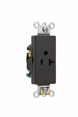 Pass & Seymour 26361-BK Heavy-Duty Decorator Spec Grade Single Receptacle, Back & Side Wire, 20A 125V - Black