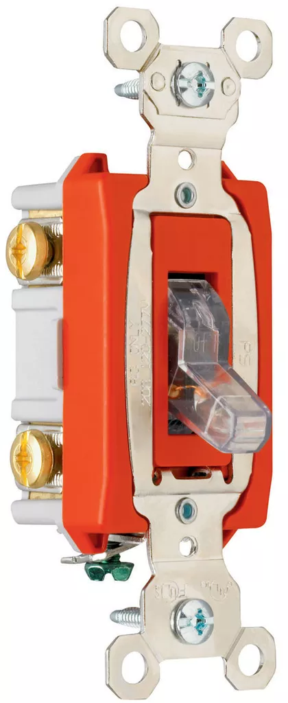 Pass & Seymour PS20AC2-CPL 2pole Pilot Lighted Switch, Back & Side Wire, 20A 120/277V - Clear