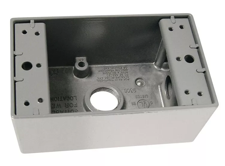 Pass & Seymour WPB35 3/4 Inch 17 In³ Gray Die-Cast Aluminum 1-Gang 5-Hole Surface Mounting Weatherproof Box