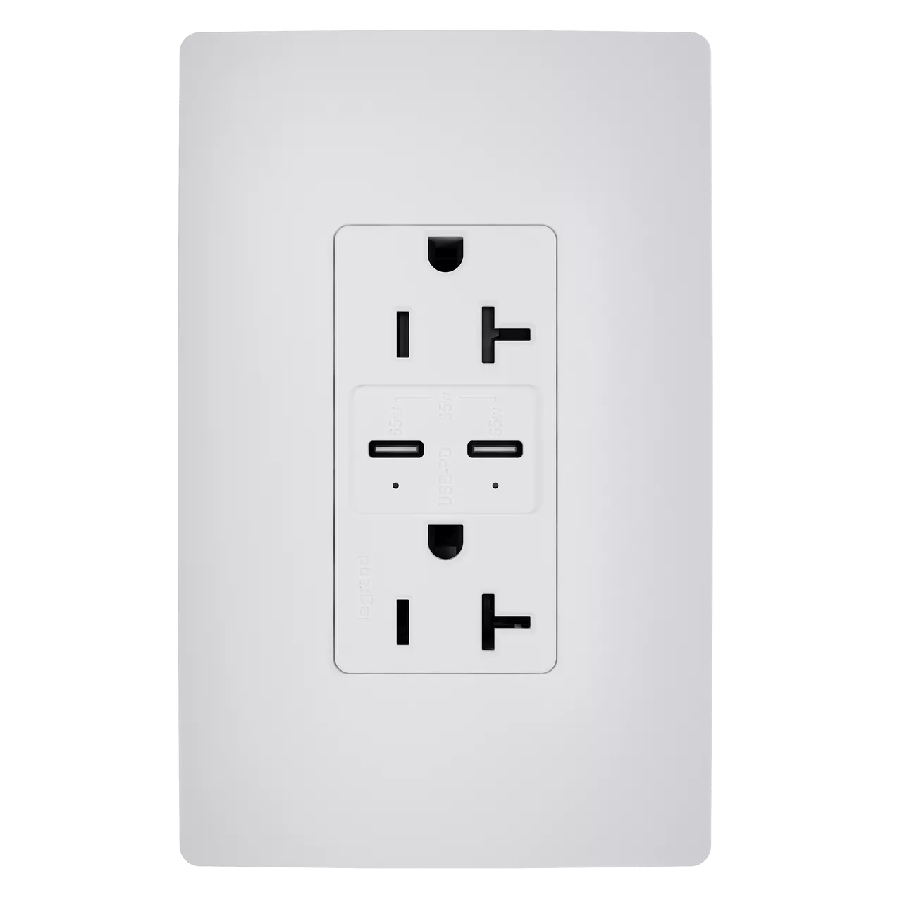 PASS TR20USBPD65W 65W COMMERCIAL USB OUTLET TYPE C 20A TAMPER RESISTANT WHIT