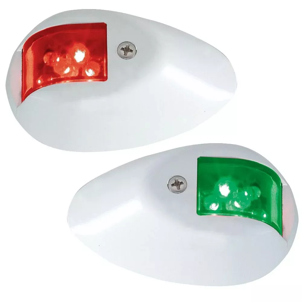 Perko LED Side Lights - Red/Green - 12V - White Epoxy Coated Housing -