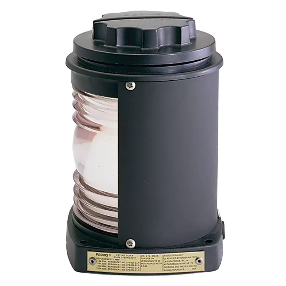 Perko Stern Light - Black Plastic, White light with Gray Tinted Lens [