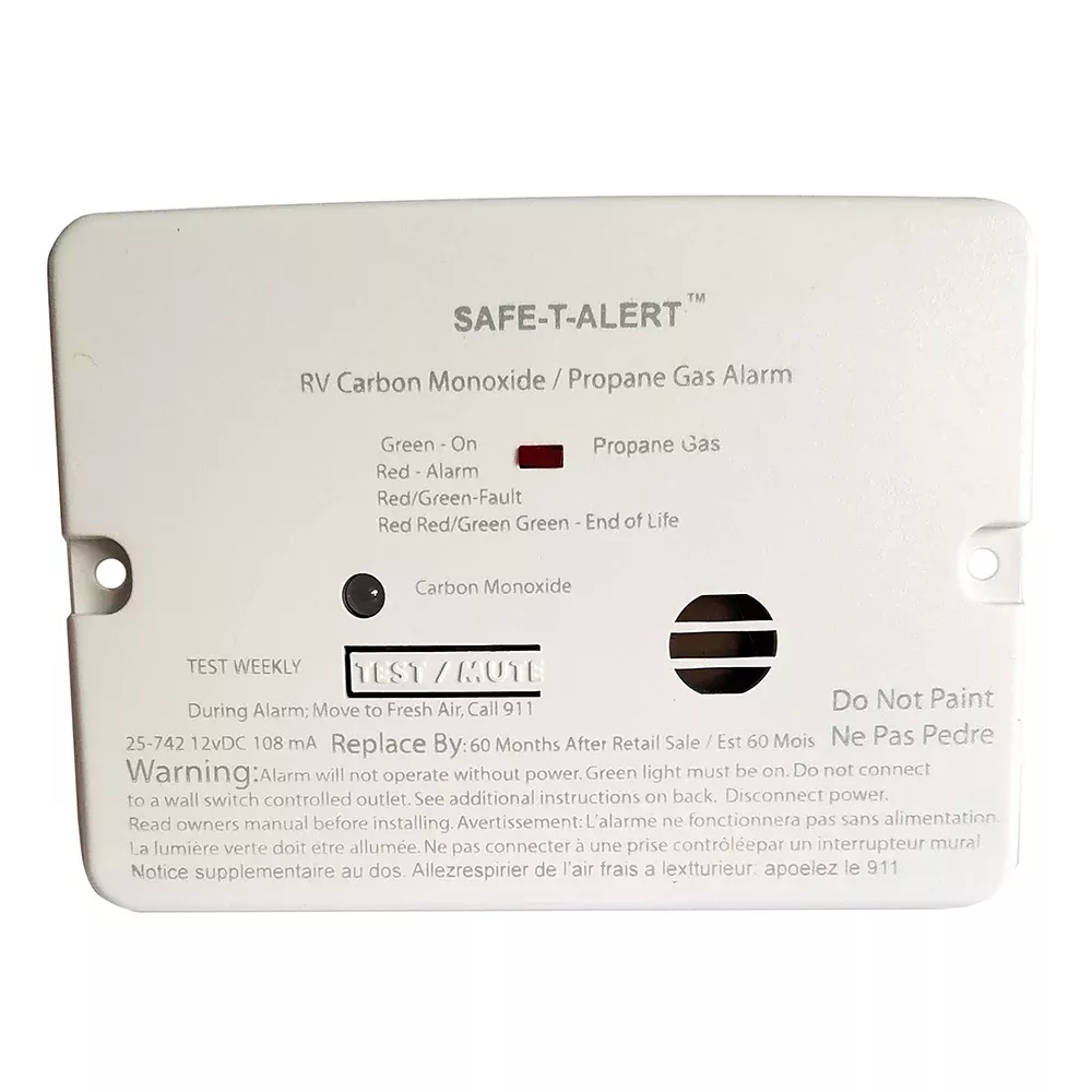 SafeTAlert Combo Carbon Monoxide Propane Alarm Flush Mount Mini White 25742WHT
