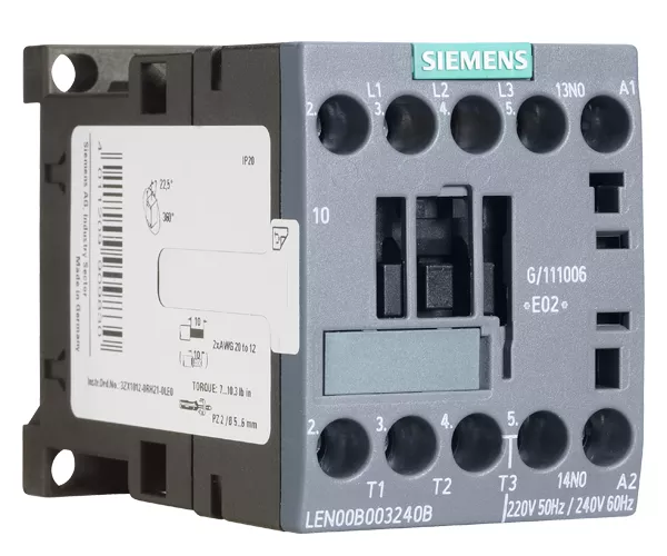 Siemens LEN00B003120B 110/120 VAC 20 Amp 3-Pole 3NO Open Electrically Held Lighting Contactor