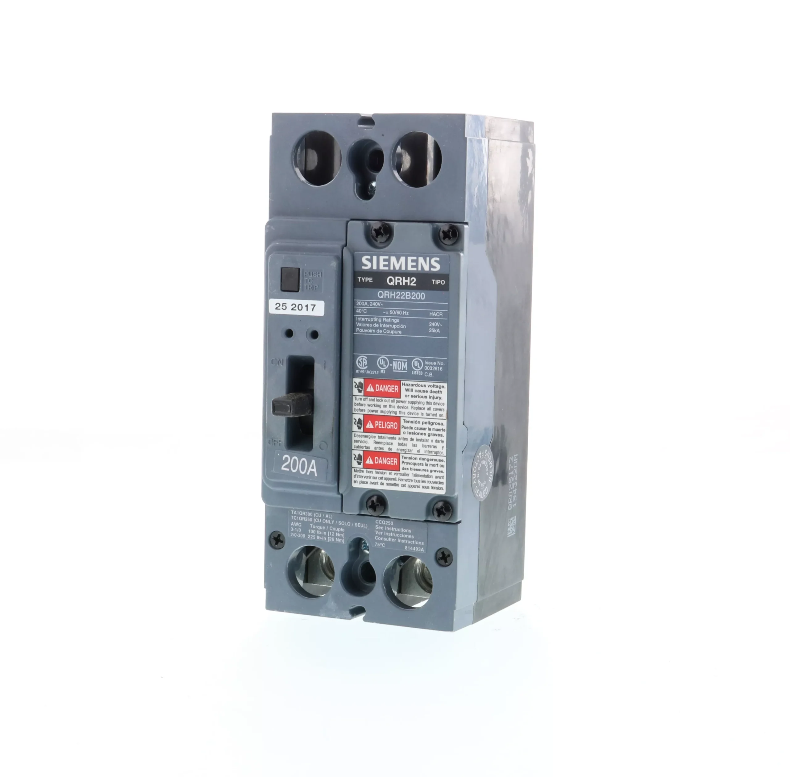 Siemens QRH22B150 QR MCCB,25kA@2