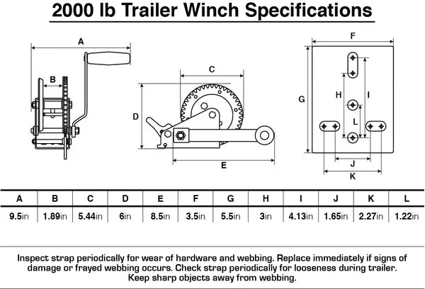T-H Marine - Boating Essentials - Trailer Winch - 2000 LB - BE-TR-5992