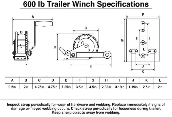 T-H Marine - Boating Essentials - Trailer Winch - 600 LB - BE-TR-59916