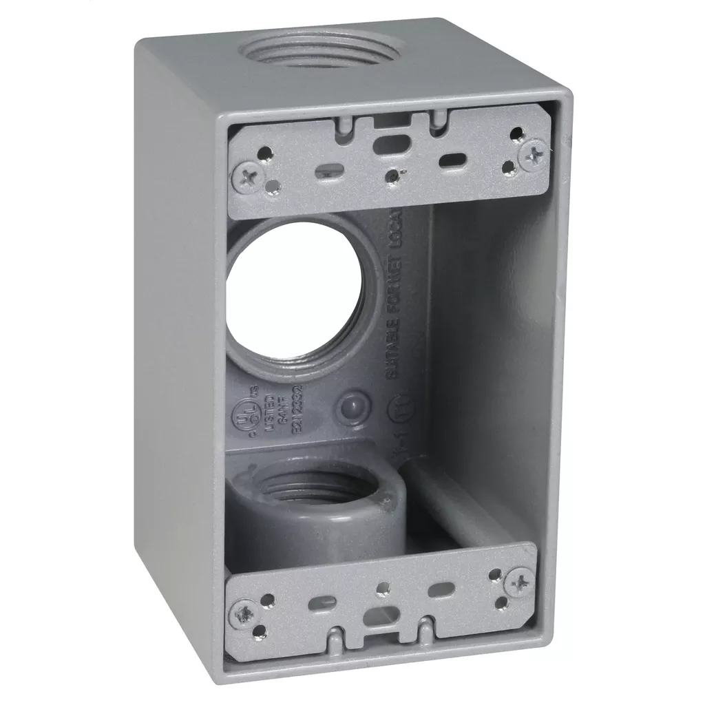 Taymac SB3100S 1g Weatherproof Box (3) 1 In. Outlets - Gray