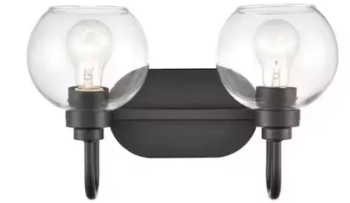 TWO LIGHT VANITY, MATTE BLACK, 120V