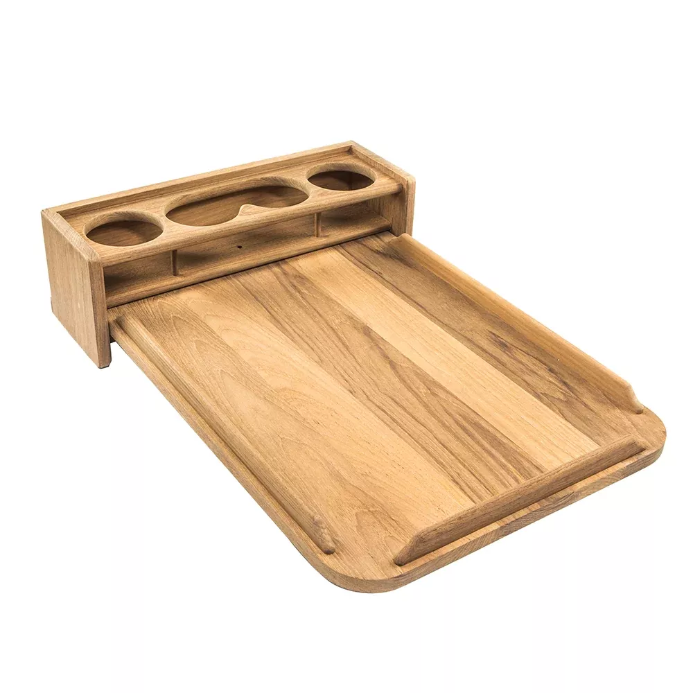 Whitecap Teak Drinkholder w/Removable Cockpit Table Top - Holds 4 Glas